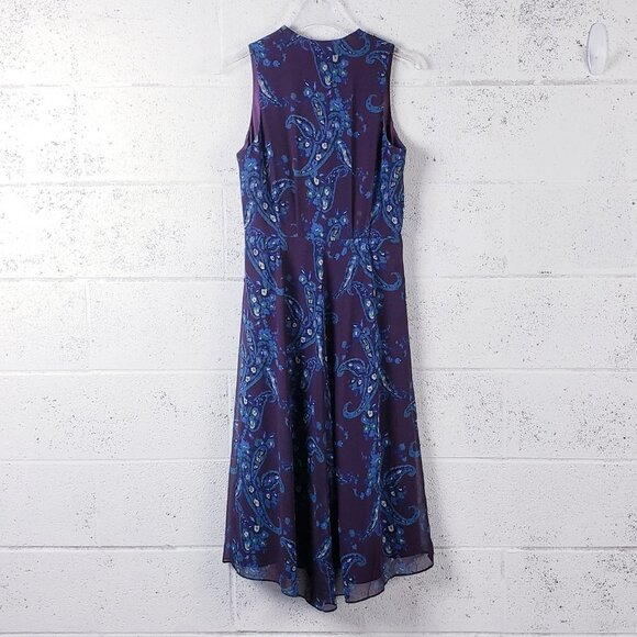 Cabi Women's Size 4 Style 3461 Treasure Paisley V Neck Midi Dress Purple - Picture 3 of 9